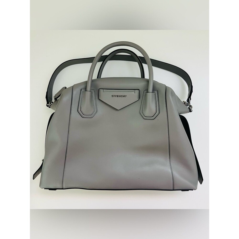 GIVENCHY Antigona Soft Medium Pearl Grey Leather Satchel